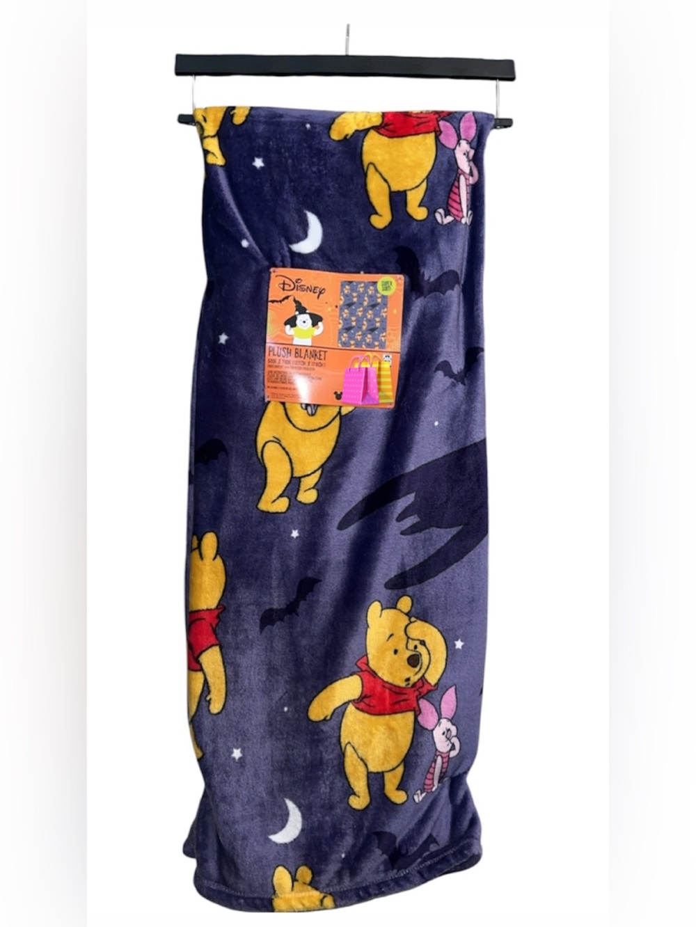 Disney Winnie the Pooh Plush Throw Blanket - Navy, Yellow, Pink